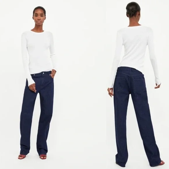 ZARA Heritage Straight Sunset Blue Denim Jeans 2 - Picture 14 of 14